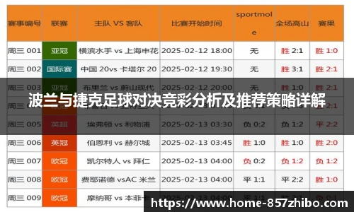 波兰与捷克足球对决竞彩分析及推荐策略详解