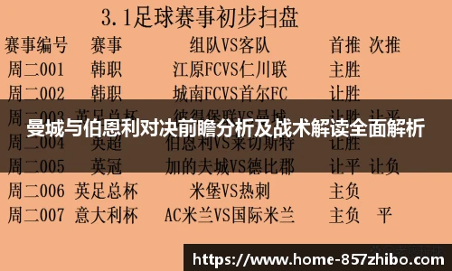 曼城与伯恩利对决前瞻分析及战术解读全面解析